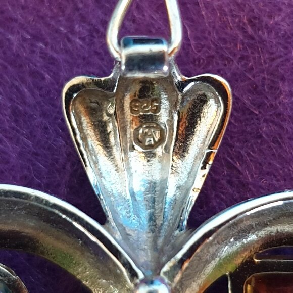 Vintage High Quality Sterling Silver Natural Multi-Gem Heart Pendant Necklace - Picture 9 of 13